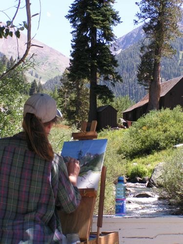 Painting Farewell Gap in Mineral King plein air in 2007 