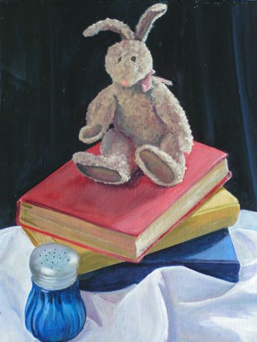 Salt & Light, or Reading Rabbit, oil on board, 11x14"