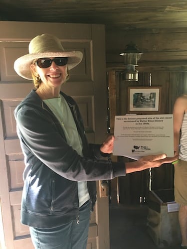 Cathy in the Honeymoon Cabin, the museum of the Mineral King Preservation Society.