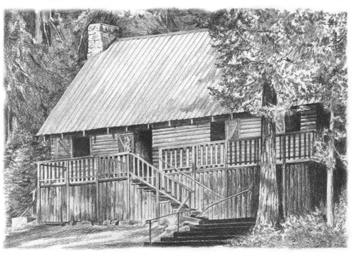Pencil drawing of Wilsonia Club House