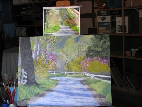 oil painting commission of spring in Three Rivers