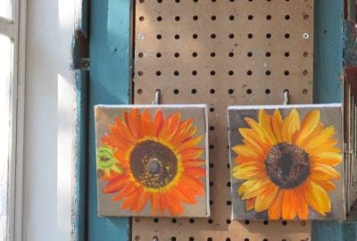 sunflower paintings in progress