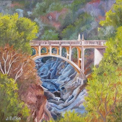 oak grove bridge oil painting