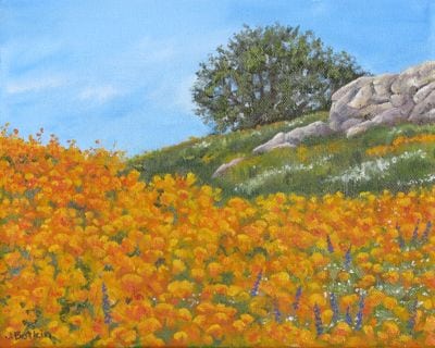 Poppy Field oil painting