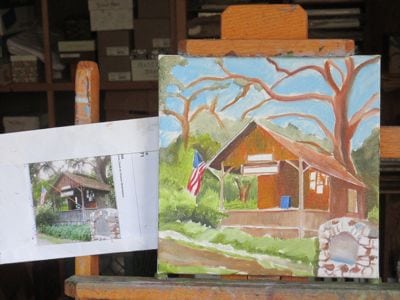 kaweah post office oil painting