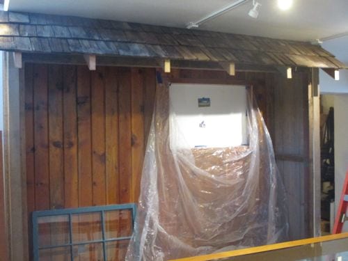 Cabin interior facade in Mineral King Room of Three Rivers History Museum