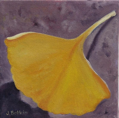 yellow gingko leaf oil painting