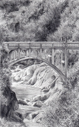 Oak Grove Bridge in pencil